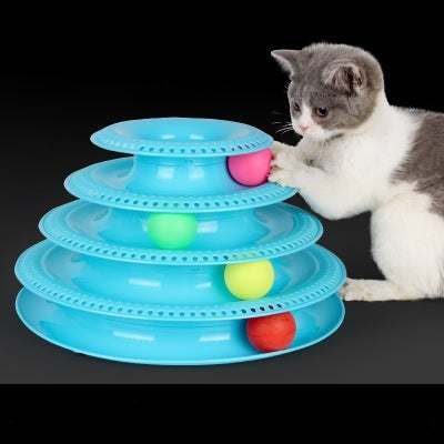 Interactive Funny four layer Cat Turntable Pet Ball Tower Tracks Toy