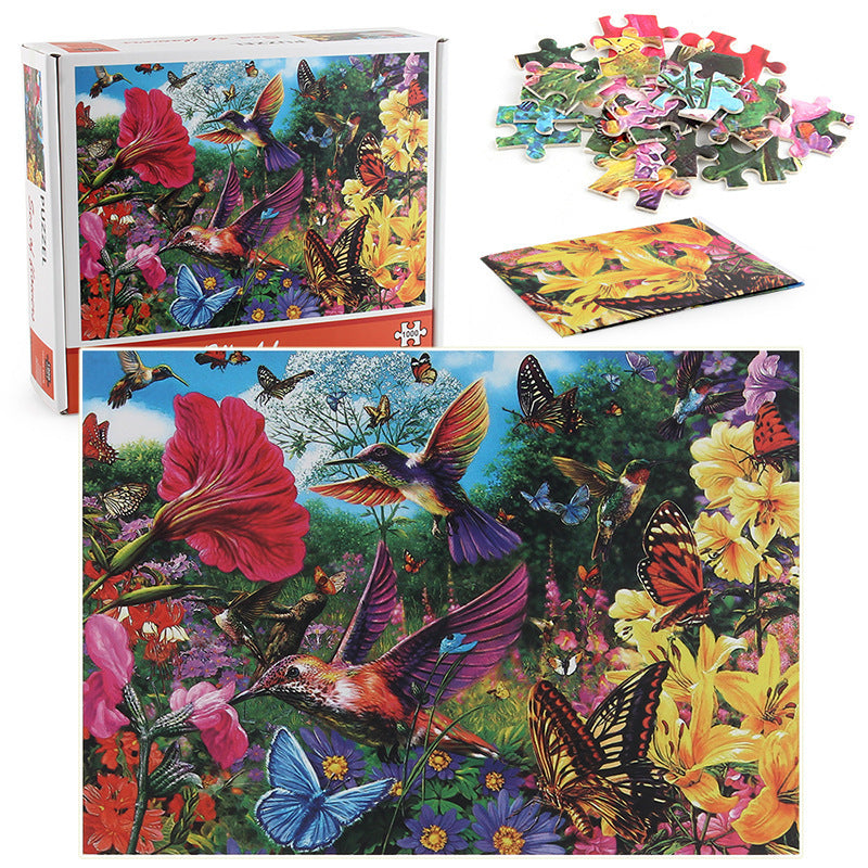 Amazon Explosive Adult Puzzle 1000 Birds And Flowers Forest Flowers Jigsaw Christmas Day Gift Toys