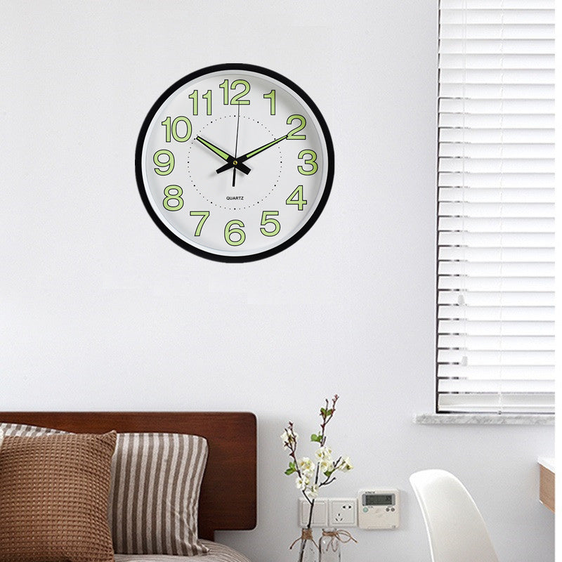 12 inch Luminous Minimalist Wall Clock Modern Design White Quartz Simple Glowing Hanging Clocks Bedroom Living Room Decoration