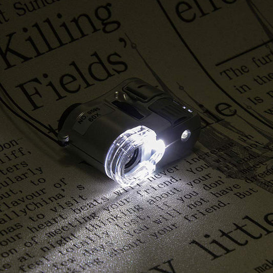 Portable Pocket Type 60 Times LED Currency Detector Lamp Magnifying Glass