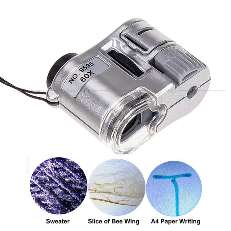 Portable Pocket Type 60 Times LED Currency Detector Lamp Magnifying Glass