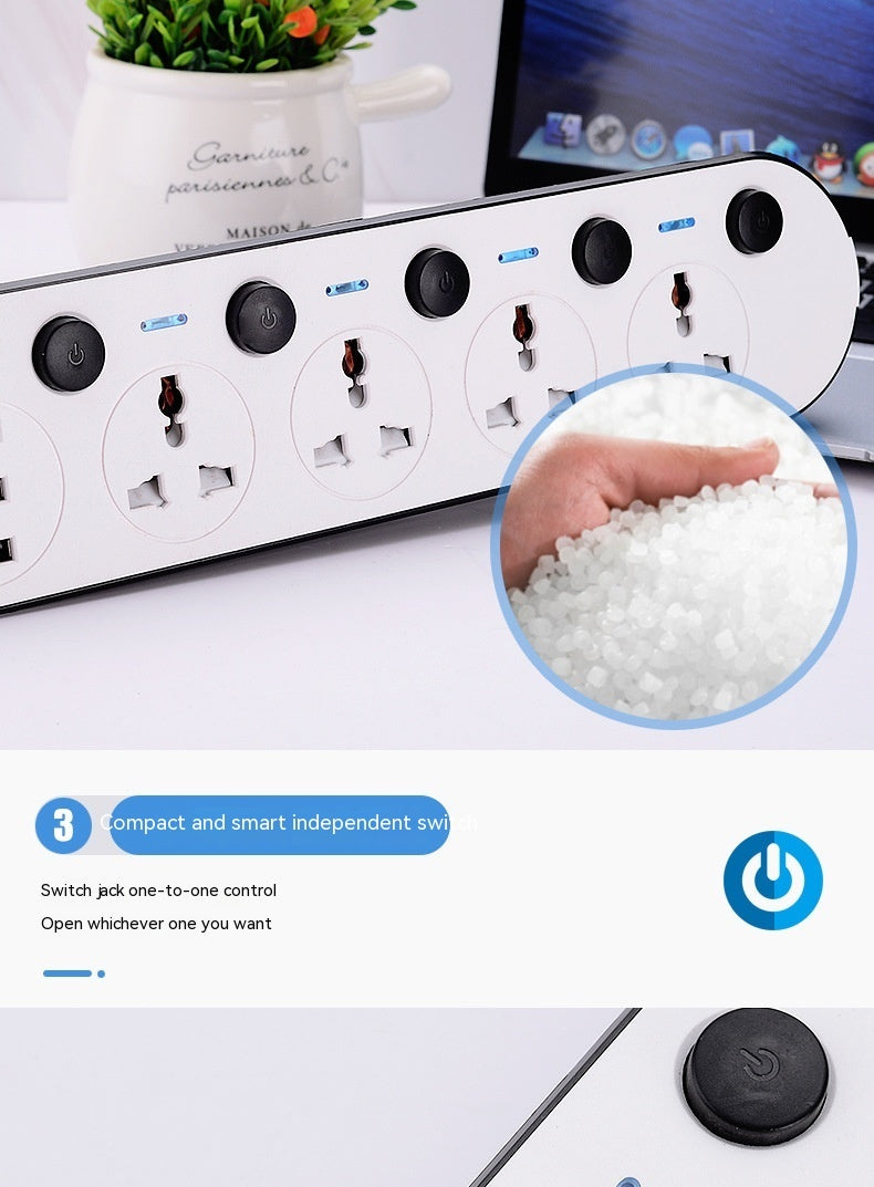 Multi-switch European Standard American Standard British Standard USB Power Strip Socket Household Plug Board Multi-port Fast Charging