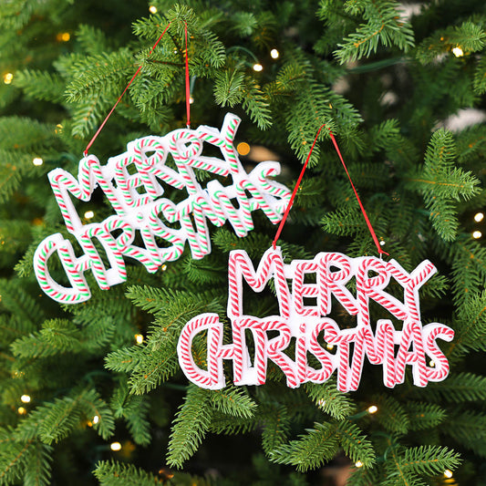 Merry Christmas Letter Plate Polymer Clay Christmas Tree Ornaments