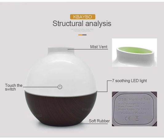 Wood grain home office desk mute humidifier