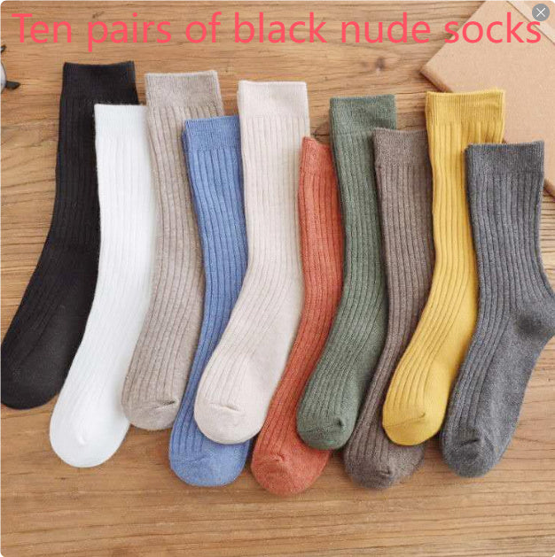 Socks Women's Mid-calf Length Socks Autumn And Winter Cotton Socks Students Korean Style Women's Socks Stockings Japanese Style Loose Socks