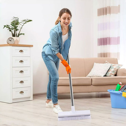 2-in-1 Floor Scrub Brush with Long Adjustable Handle. Multifunctional for Bath & Kitchen