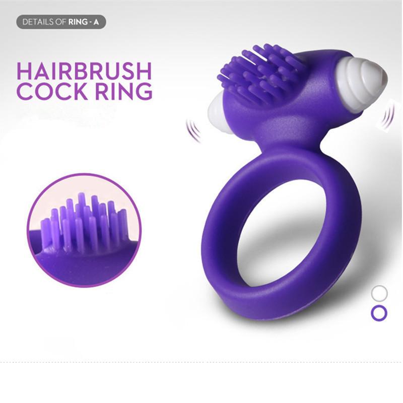 QUYUE Extend Coital Time Penis Cock Rings with Vibrator Clit Ring Vibrating Clitoral Stimulation Brush Spike Sex Toys