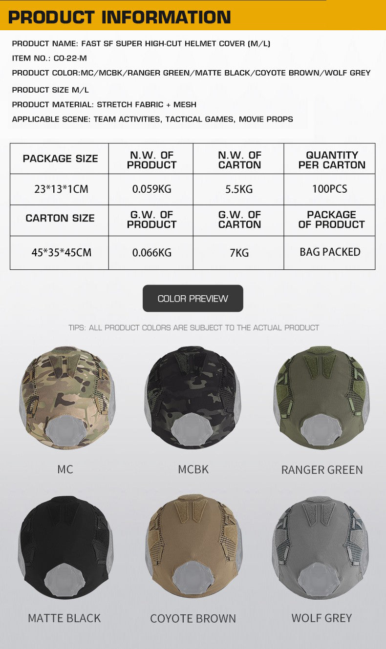 FAST SF Ultra-high Cut Camouflage Helmet Cover (Medium Size, M)