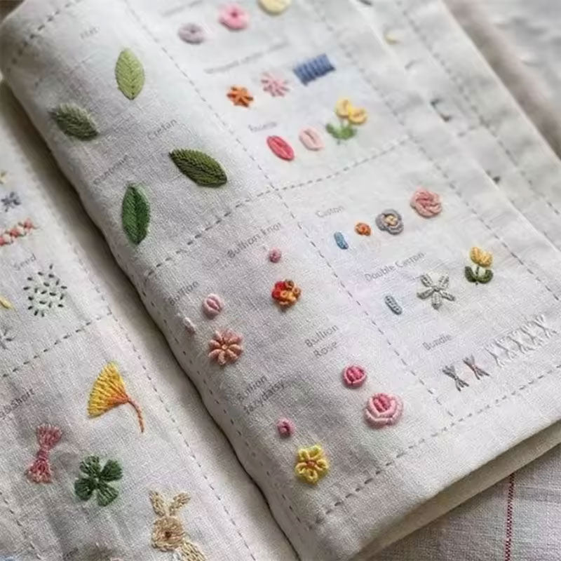 DIY Imitation Linen Sewing Book with Embroidery. Personalize, Improve Skills. Portable