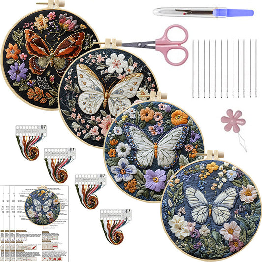 Embroidery Diy Butterfly Handmade Cloth Art Material Kit Kit