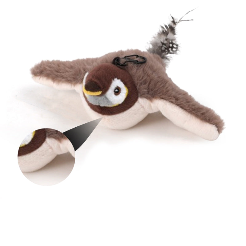 Rechargeable Chirping Flapping Bird (Non-Flying) Interactive Cat Toy, Ideal for Indoor Cats - Touch Activated Plush Toy