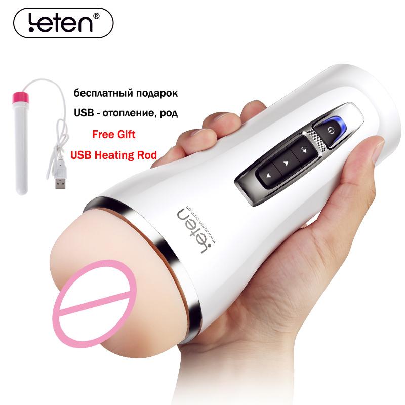 Leten Voice Interactive Sex Toys for Men Clip Sucking Artificial Vagina Male Masturbator