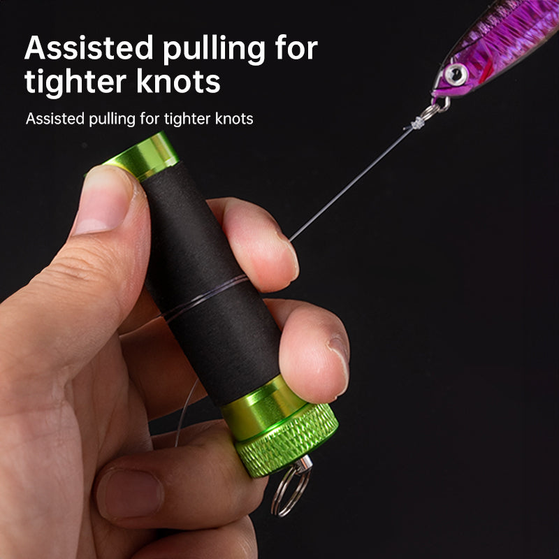 Aluminum alloy traction rod – anti-slip rubber, hook line for pulling/knotting, fishing tool with hand & line protection.