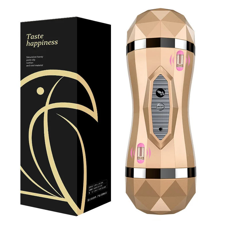 gelugee Male Masturbator Vibrator Real Vagina for Men Silicone Toy,Deep Throat Pussy Mouth Double Sex Toys for Adult Suck Man