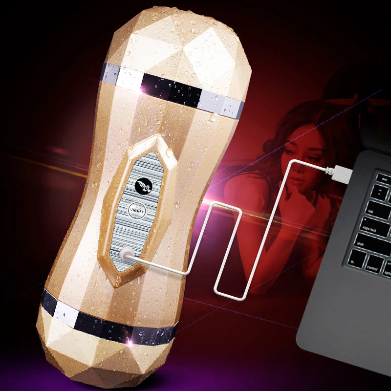 gelugee Male Masturbator Vibrator Real Vagina for Men Silicone Toy,Deep Throat Pussy Mouth Double Sex Toys for Adult Suck Man