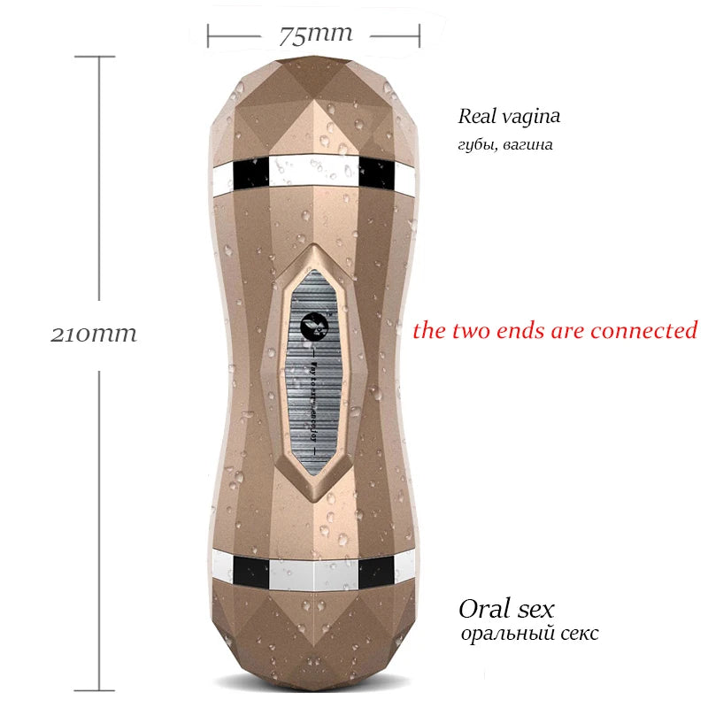 gelugee Male Masturbator Vibrator Real Vagina for Men Silicone Toy,Deep Throat Pussy Mouth Double Sex Toys for Adult Suck Man