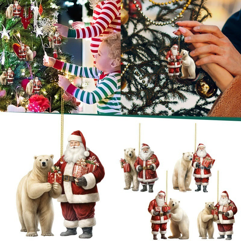 Old Man And Polar Bear Christmas Pendant Christmas Tree Decoration