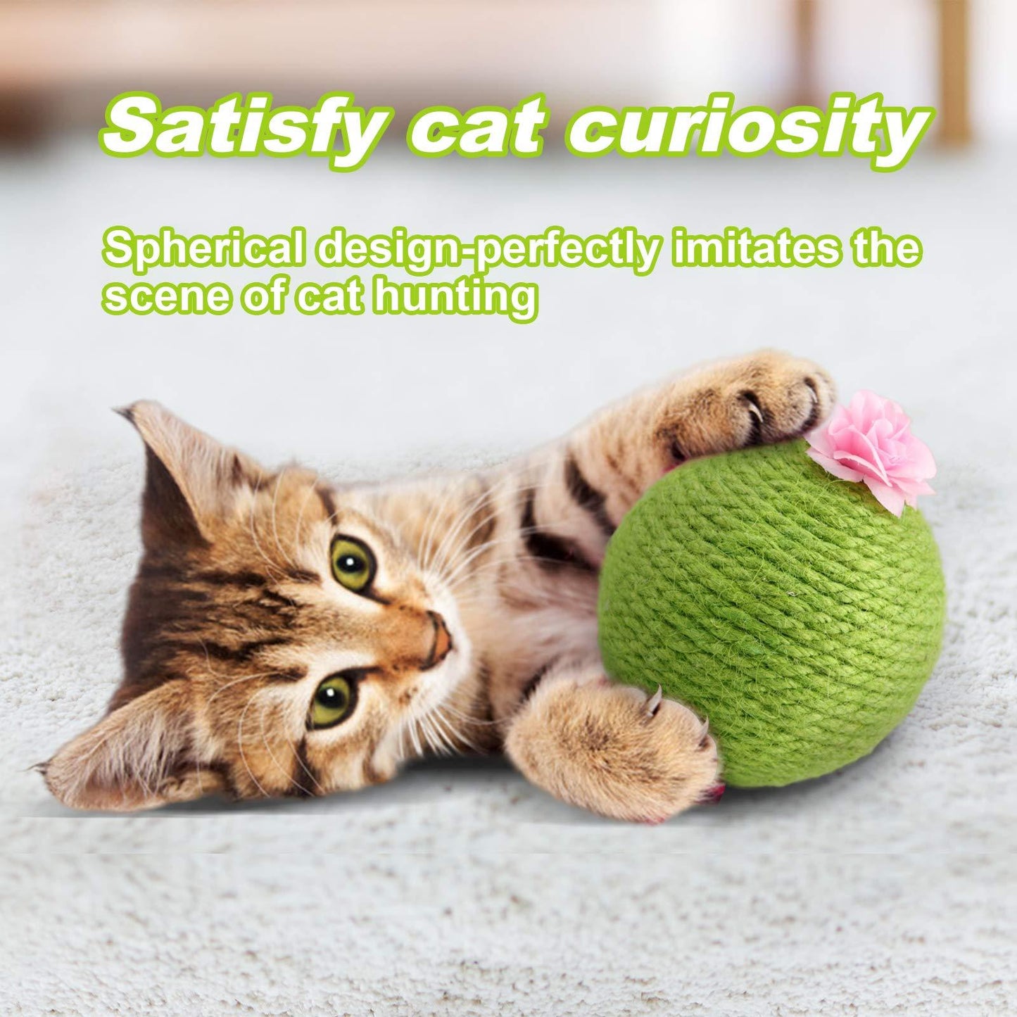 Interactive Tumbler Cactus Cat Scratcher Ball Catnip Toys Natural Sisal Scraper Tree Tower For Cat Indoor Play Hunting Exercise