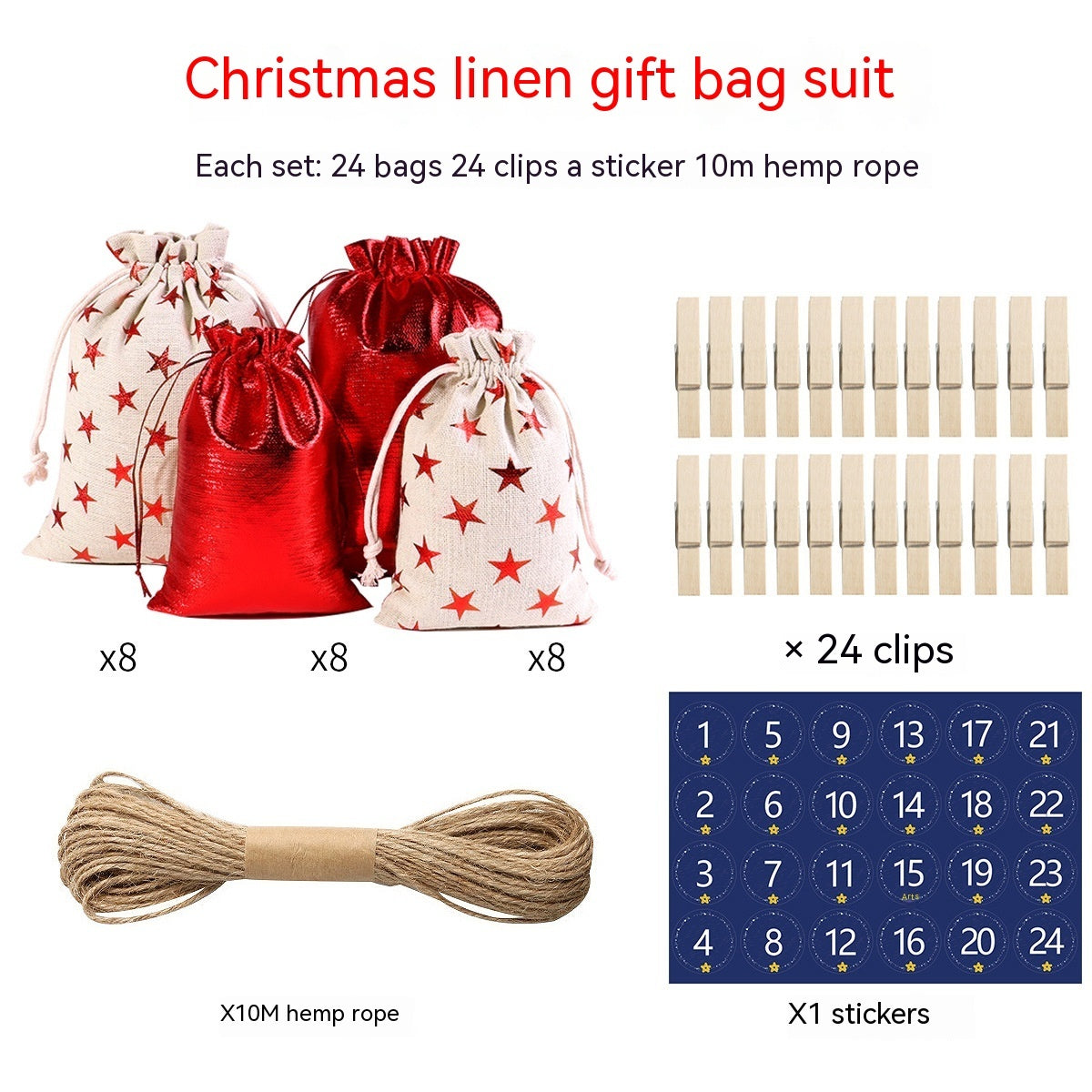 Gilding Linen Christmas Cloth Bag Kit