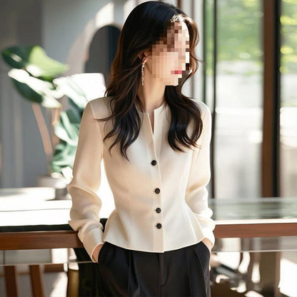White Shirt Sense Professional Commute Women's Long-sleeve Shirts