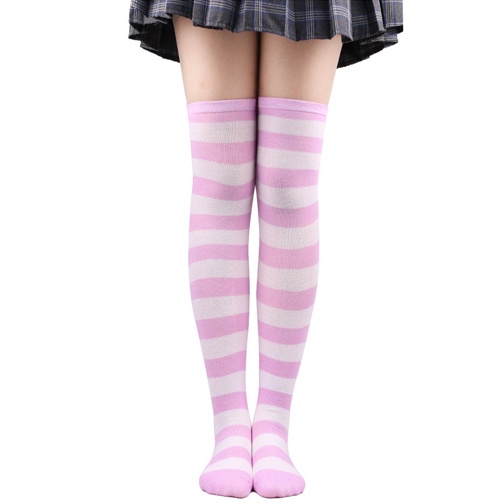 Striped Socks Hold-ups Women Over The Knee Halloween