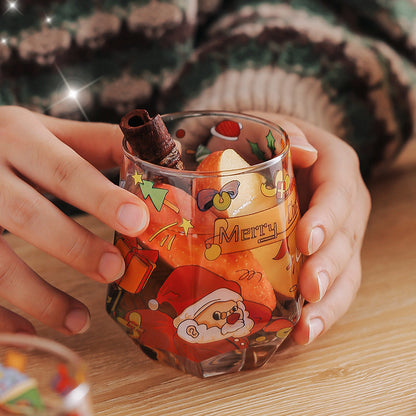 2024 Christmas Gift High Beauty Creative Cup Christmas Snowman Glass Cup High Temperature Resistant