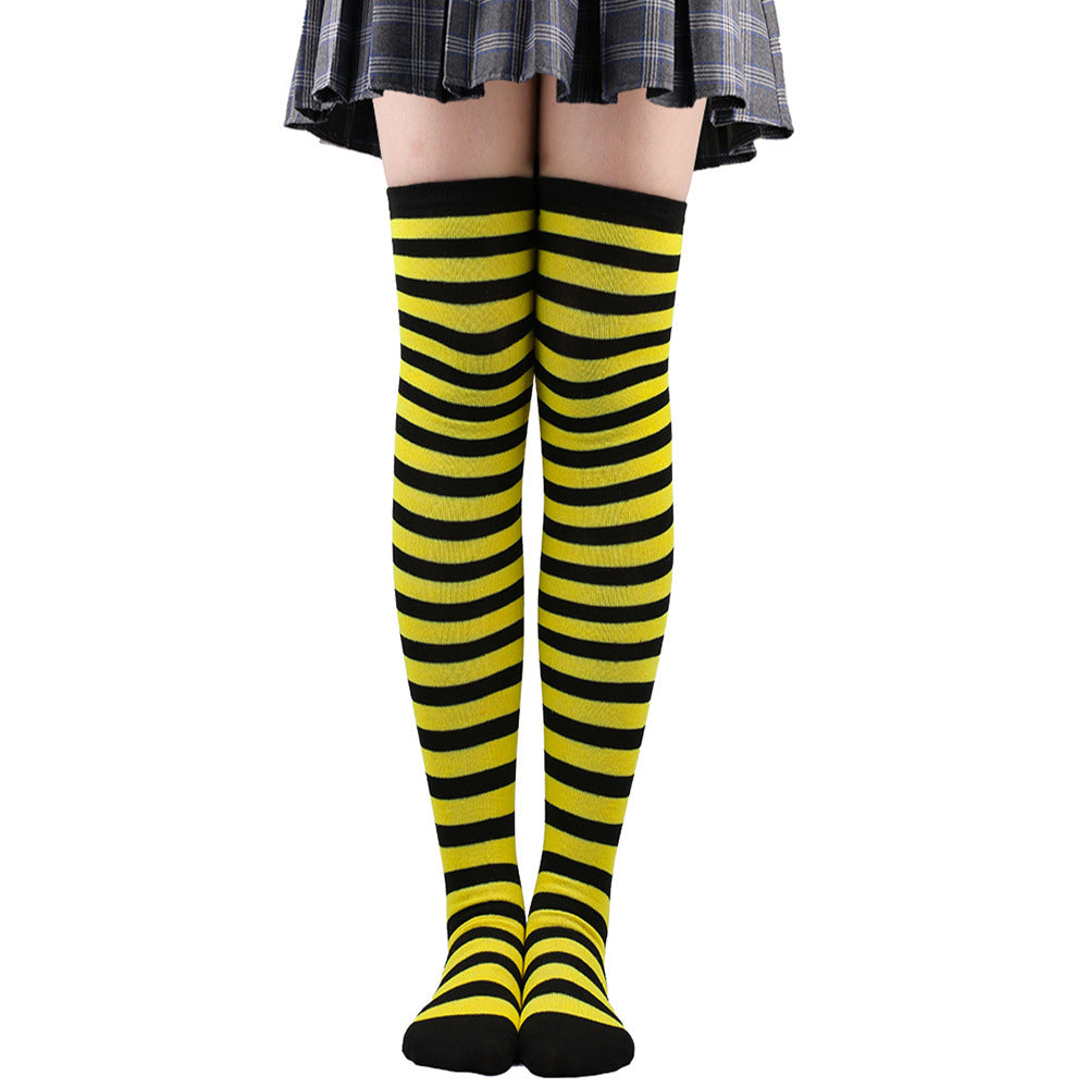 Striped Socks Hold-ups Women Over The Knee Halloween