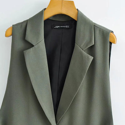 Spring Women's Suit Collar Woven Vest