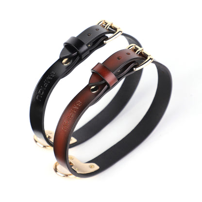 Men's And Women's Genuine Leather Collar Adult Supplies Bound Leather Collar