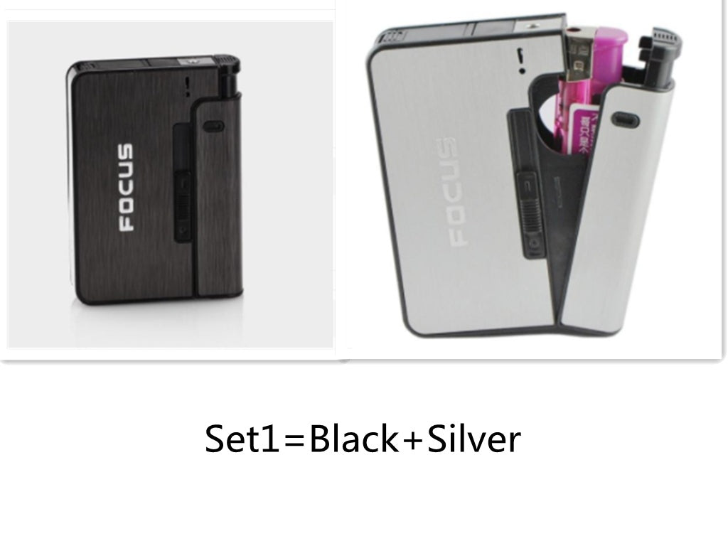 2x Aluminum Alloy Flame Automatic Cigarette Case Variants