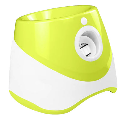 Rechargeable automatic tennis ball launcher for pets. Includes 3 balls, promotes interactive play.