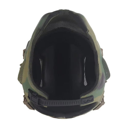 Lightweight EVA tactical helmet for hunting, airsoft, etc. Steel mesh mask included, good for cosplay.