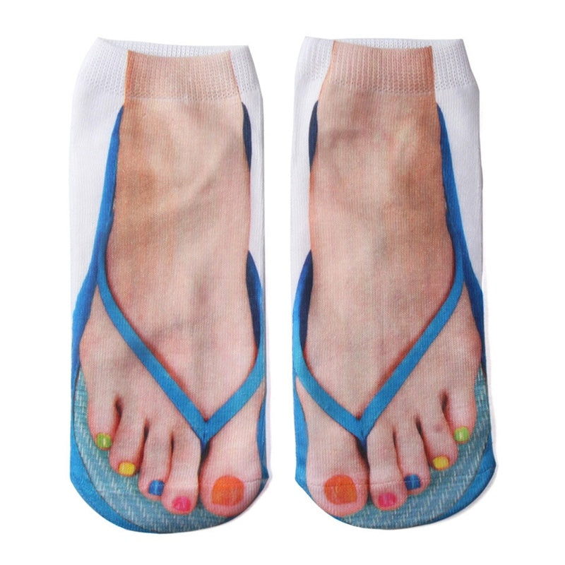 3D Printing Socks Flip Flops Cartoon Creative Socks Men And Women Couple Socks