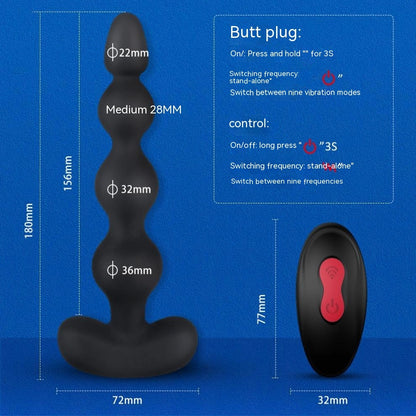 Wearing Back Court Vibration Pull Beads Butt Plug Remote Control Out Toys