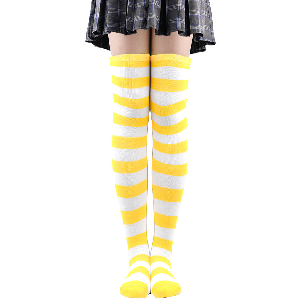 Striped Socks Hold-ups Women Over The Knee Halloween