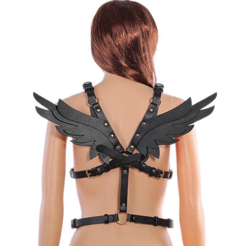 Adult Sex Product PU Leather Angel Wings Women's Dance Party Role Bar Dress Up Shapewear