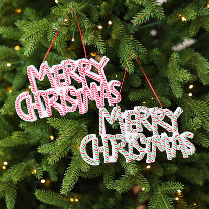 Merry Christmas Letter Plate Polymer Clay Christmas Tree Ornaments