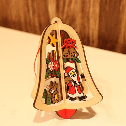 Christmas Wooden Five-pointed Star Bell Ornaments