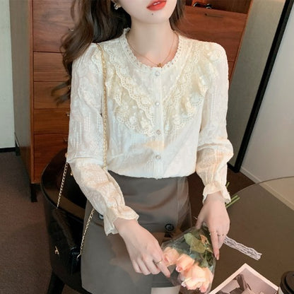 Women's Western-style Age-reducing Design Fashion Tops And Bottoming Shirts