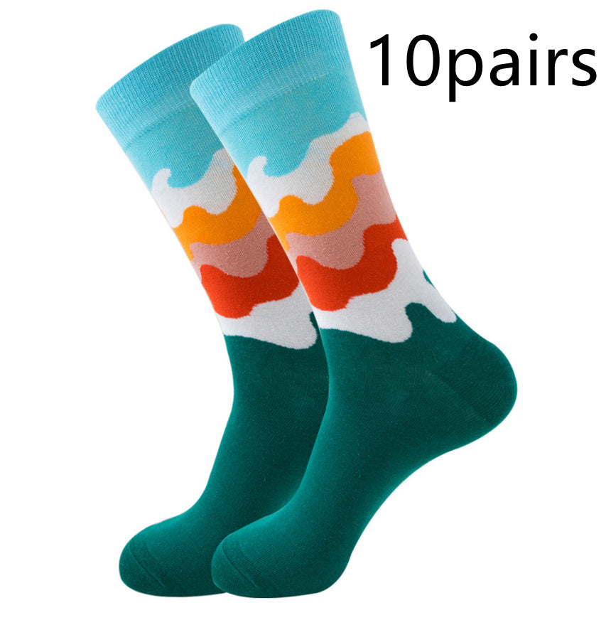 Striped Men's Socks Square Tube Socks Wave Women's Socks