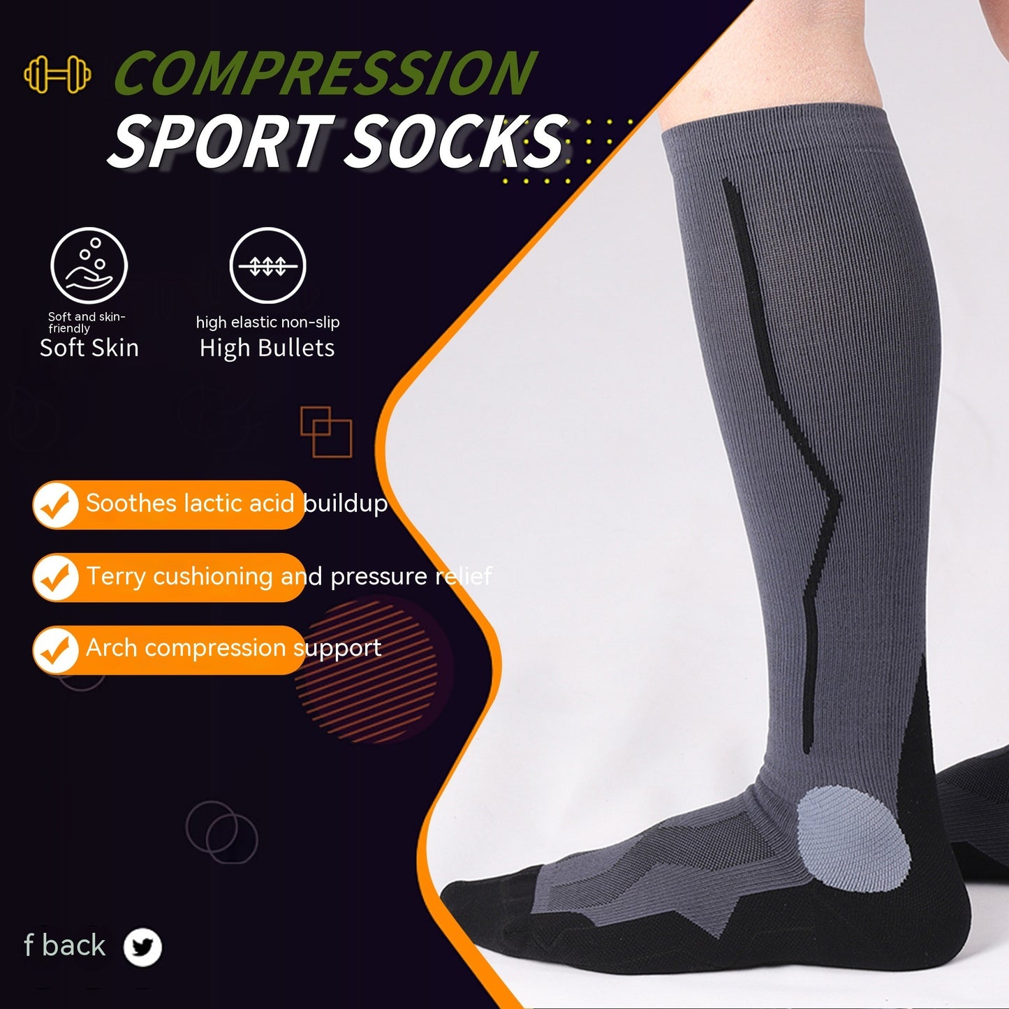 MKS Fitness Long Tube Compression Socks Outdoor Sports