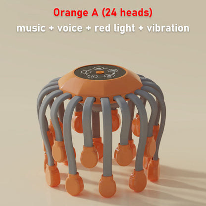 20Massage Heads Orange Scalp Head Massager Red Light Therapy Vibrator Octopus Scratcher For Relaxation Stress Migraine