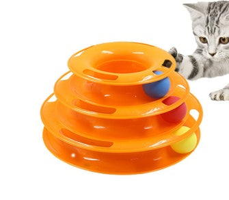 Interactive Funny four layer Cat Turntable Pet Ball Tower Tracks Toy