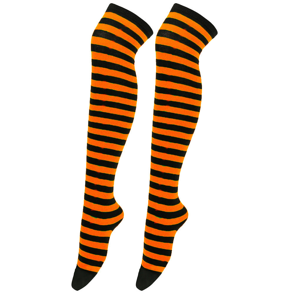Striped Socks Hold-ups Women Over The Knee Halloween
