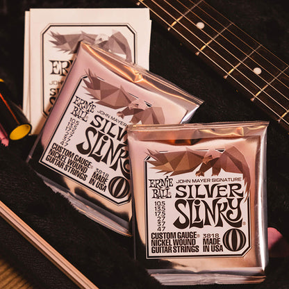 Ernie Ball John Mayer Silver Slinky Nickel Wound Electric Guitar Strings 3-Pack Tin - 10.5-47 Gauge