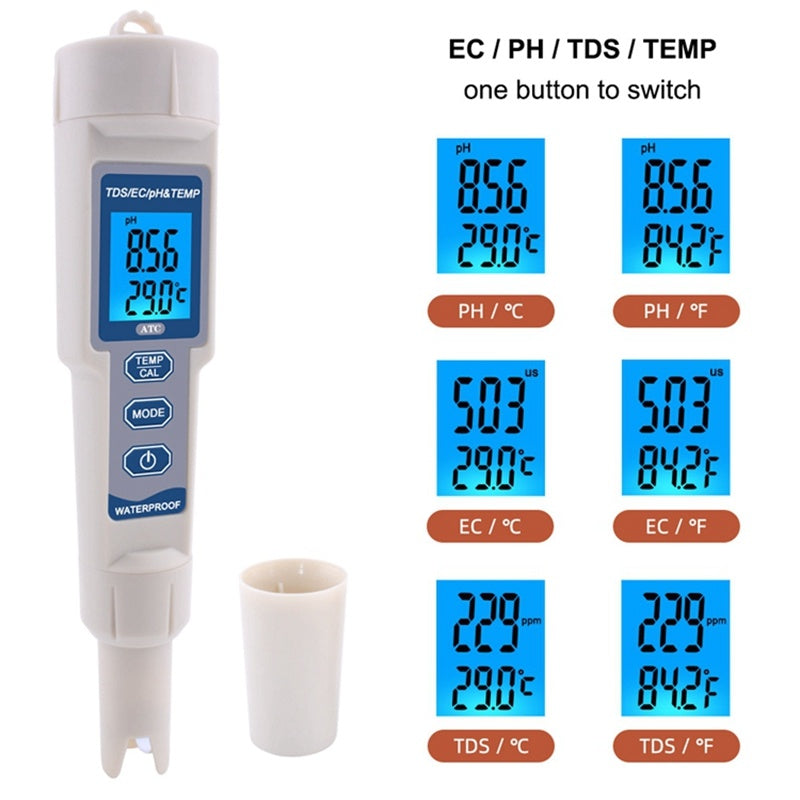 Temperature, PH, Conductivity, Hardness, Water Quality Test Pen