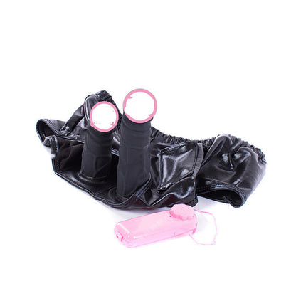 Men's And Women's Vibration Silicone Dildo Panties Sexy Leather Pants