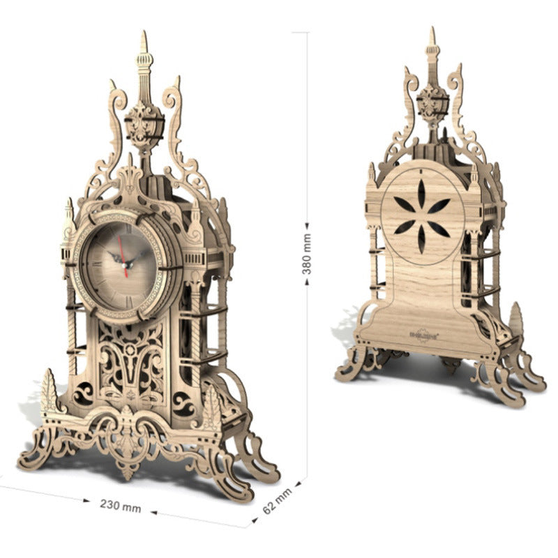 Adults High Difficulty Hand-Assembled Wooden Puzzle Three-Dimensional 3d Clock Model Boy Can Use Brain Educational Toys