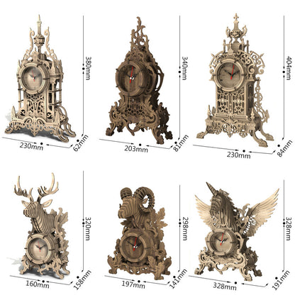 Adults High Difficulty Hand-Assembled Wooden Puzzle Three-Dimensional 3d Clock Model Boy Can Use Brain Educational Toys