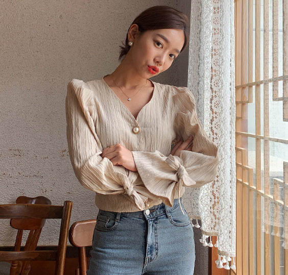 Alien Kitty Korean Retro Elegance Casual Sweet Solid Pearls Chic Fresh High Quality Loose Vintage All Match Women Shirts